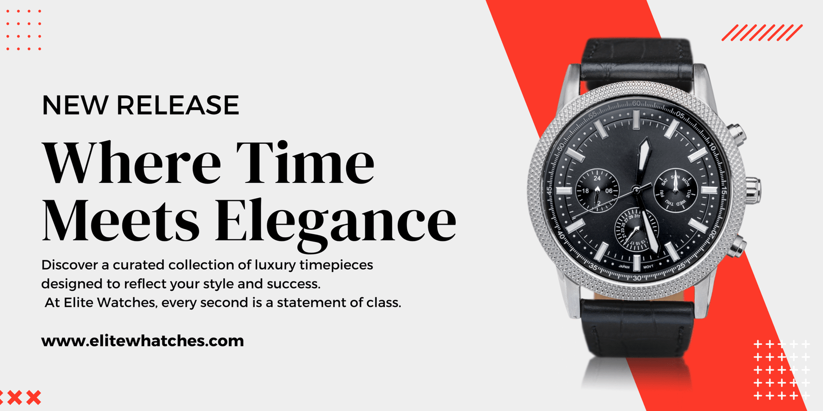White Grey Modern Watches Banner